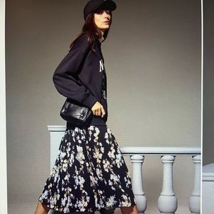 Womens Midi Black Floral Skirt